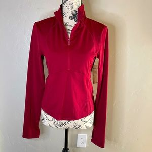 NWT Maroon PINK active half zip workout long sleeve w/thumbholes. Size medium